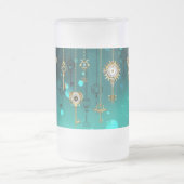 Antiek Skeleton Keys op groene achtergrond Matglas Bierpul (Center)