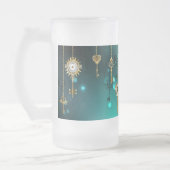 Antiek Skeleton Keys op groene achtergrond Matglas Bierpul (Links)