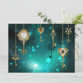 Antiek Skeleton Keys op groene achtergrond Menu (Staand voorkant)