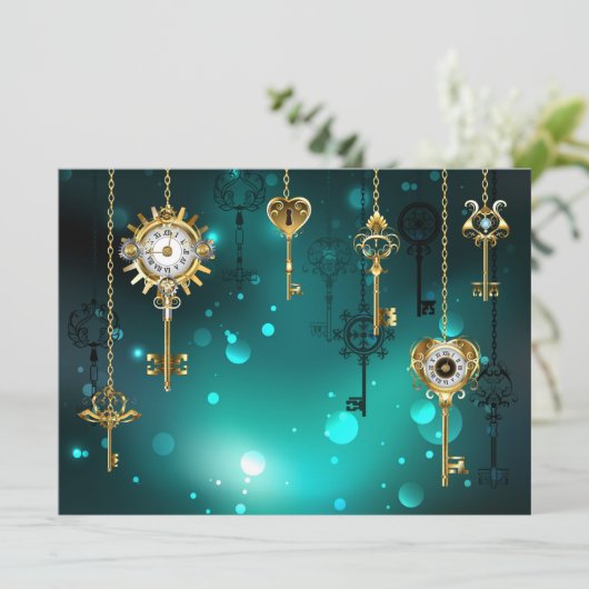 Antiek Skeleton Keys op groene achtergrond Menu (Staand voorkant)