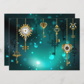 Antiek Skeleton Keys op groene achtergrond Menu (Voorkant / Achterkant)