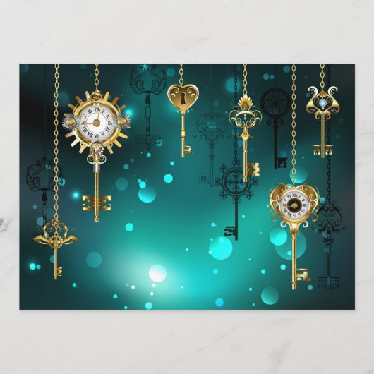 Antiek Skeleton Keys op groene achtergrond Menu (Voorkant)