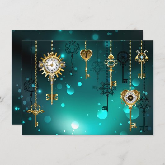 Antiek Skeleton Keys op groene achtergrond Menu (Voorkant / Achterkant)