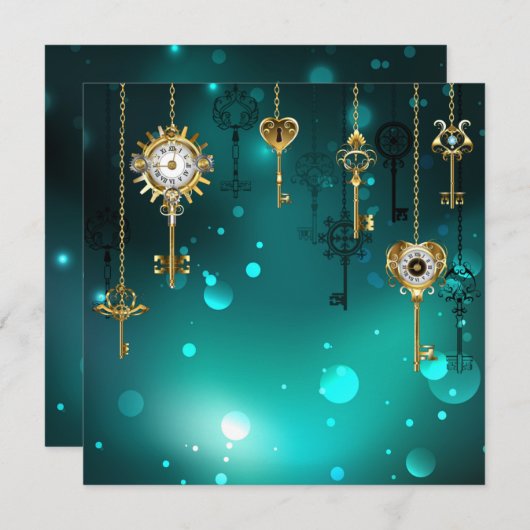 Antiek Skeleton Keys op groene achtergrond Menu (Voorkant / Achterkant)