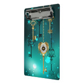 Antiek Skeleton Keys op groene achtergrond Mini Klembord (Angled2)