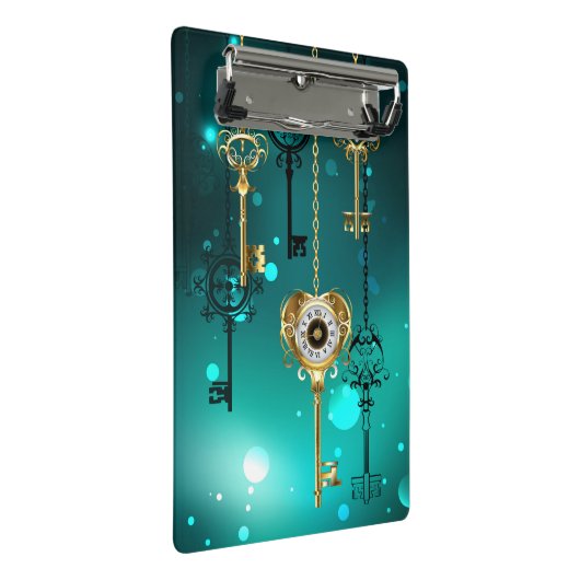 Antiek Skeleton Keys op groene achtergrond Mini Klembord (Schuin)