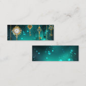 Antiek Skeleton Keys op groene achtergrond Mini Visitekaartje (Voorkant / Achterkant)