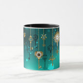 Antiek Skeleton Keys op groene achtergrond Mok (Midden)