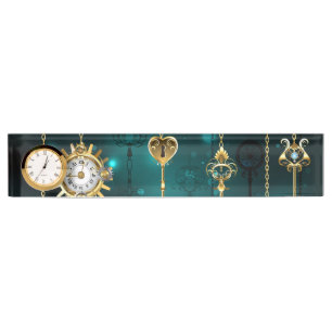 Antiek Skeleton Keys op groene achtergrond Naambordje