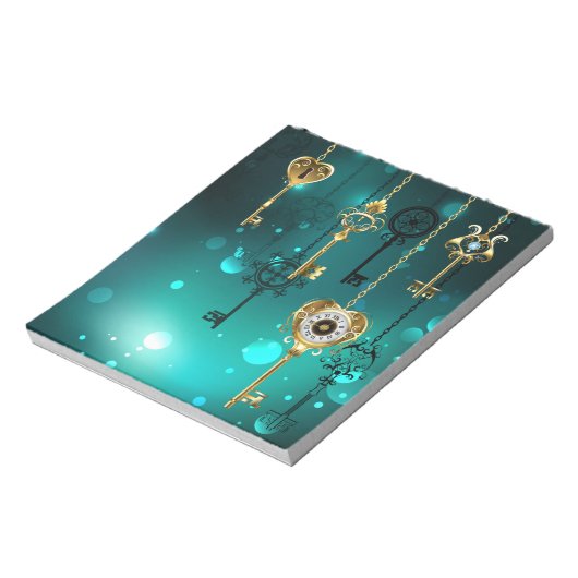 Antiek Skeleton Keys op groene achtergrond Notitieblok (Linkerzijde)