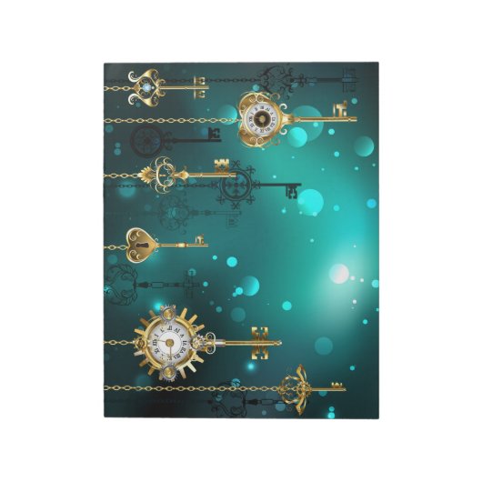 Antiek Skeleton Keys op groene achtergrond Notitieblok (Linkerzijde)