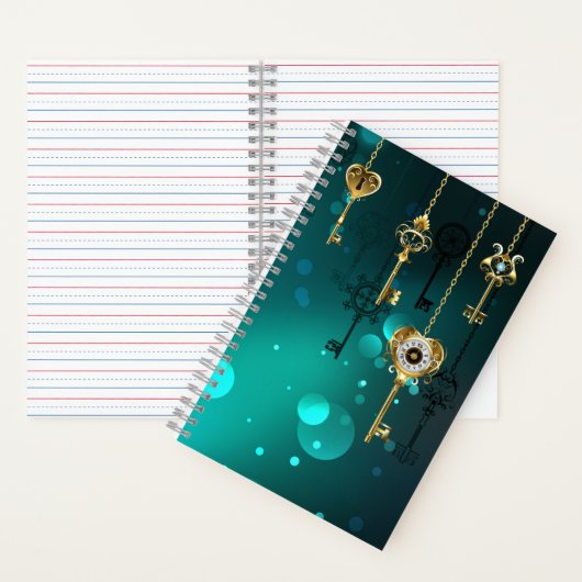 Antiek Skeleton Keys op groene achtergrond Notitieboek (Binnen)