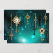 Antiek Skeleton Keys op groene achtergrond Notitiekaartje (Voorkant / Achterkant)