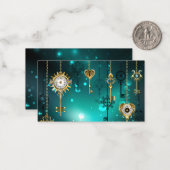 Antiek Skeleton Keys op groene achtergrond Notitiekaartje (Voorkant / Achterkant in situ)