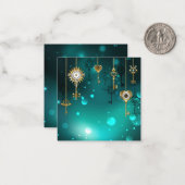 Antiek Skeleton Keys op groene achtergrond Notitiekaartje (Voorkant / Achterkant in situ)