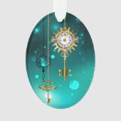 Antiek Skeleton Keys op groene achtergrond Ornament (voorkant)