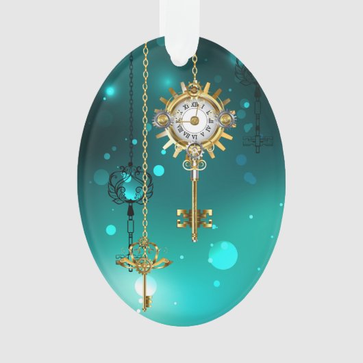 Antiek Skeleton Keys op groene achtergrond Ornament (voorkant)