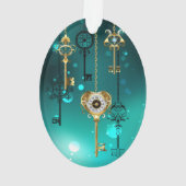 Antiek Skeleton Keys op groene achtergrond Ornament (achterkant)