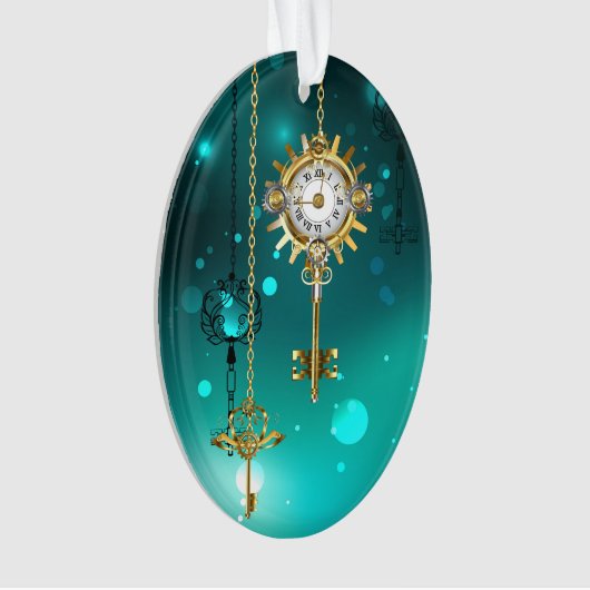 Antiek Skeleton Keys op groene achtergrond Ornament (voorkant)