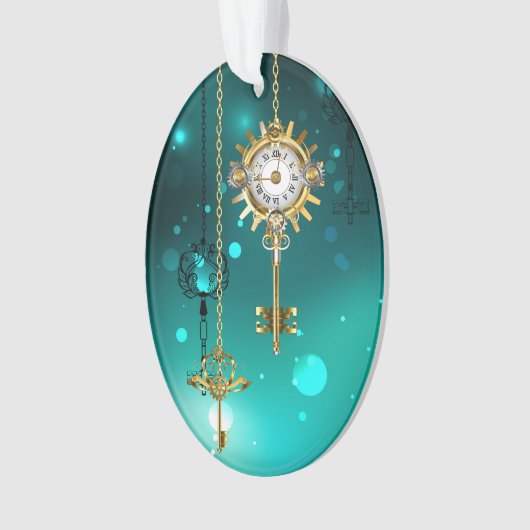 Antiek Skeleton Keys op groene achtergrond Ornament (voorkant)