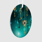 Antiek Skeleton Keys op groene achtergrond Ornament (voorkant)