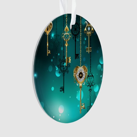 Antiek Skeleton Keys op groene achtergrond Ornament (voorkant)