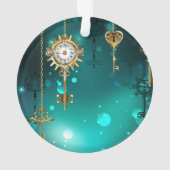 Antiek Skeleton Keys op groene achtergrond Ornament (achterkant)