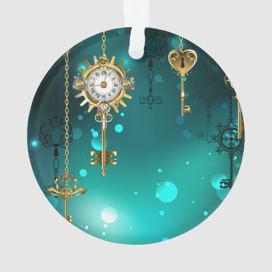 Antiek Skeleton Keys op groene achtergrond Ornament (achterkant)