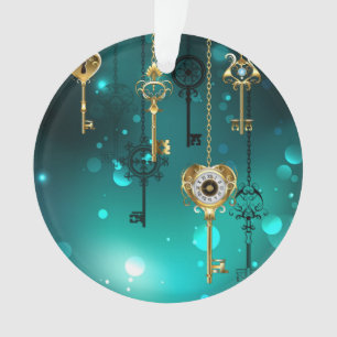 Antiek Skeleton Keys op groene achtergrond Ornament