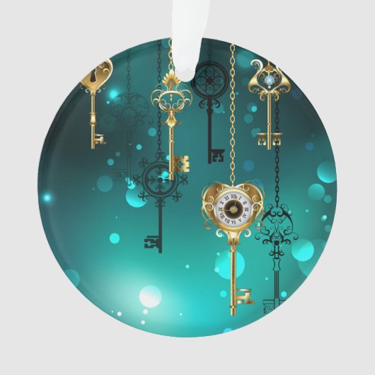 Antiek Skeleton Keys op groene achtergrond Ornament (voorkant)