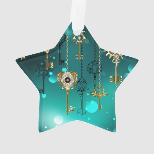 Antiek Skeleton Keys op groene achtergrond Ornament (achterkant)