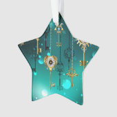 Antiek Skeleton Keys op groene achtergrond Ornament (voorkant)