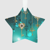 Antiek Skeleton Keys op groene achtergrond Ornament (voorkant)