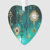 Antiek Skeleton Keys op groene achtergrond Ornament (voorkant)