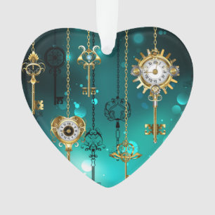 Antiek Skeleton Keys op groene achtergrond Ornament