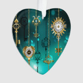 Antiek Skeleton Keys op groene achtergrond Ornament (voorkant)