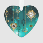 Antiek Skeleton Keys op groene achtergrond Ornament (achterkant)