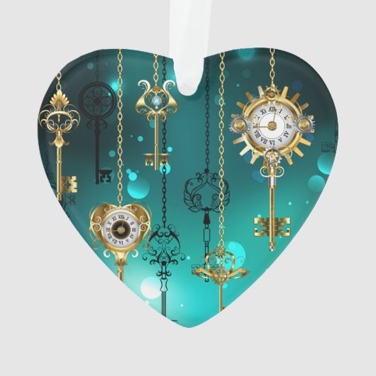 Antiek Skeleton Keys op groene achtergrond Ornament (achterkant)