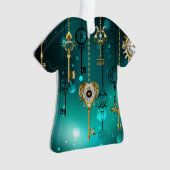 Antiek Skeleton Keys op groene achtergrond Ornament (voorkant)