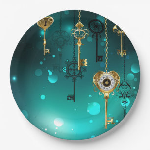 Antiek Skeleton Keys op groene achtergrond Papieren Bordje