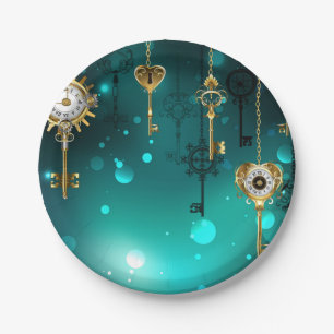 Antiek Skeleton Keys op groene achtergrond Papieren Bordje