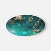 Antiek Skeleton Keys op groene achtergrond Papieren Bordje (Gekanteld)