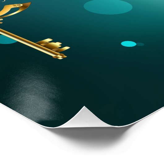 Antiek Skeleton Keys op groene achtergrond Perfect Poster (Hoek)