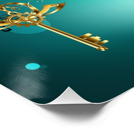 Antiek Skeleton Keys op groene achtergrond Perfect Poster (Hoek)