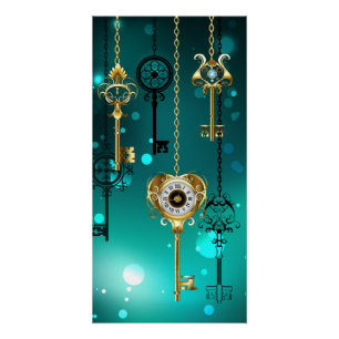 Antiek Skeleton Keys op groene achtergrond Perfect Poster