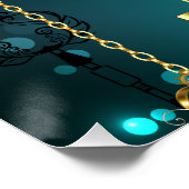 Antiek Skeleton Keys op groene achtergrond Perfect Poster (Hoek)