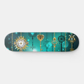 Antiek Skeleton Keys op groene achtergrond Persoonlijk Skateboard (Horizontaal)