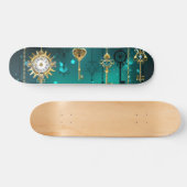 Antiek Skeleton Keys op groene achtergrond Persoonlijk Skateboard (Horizontaal)