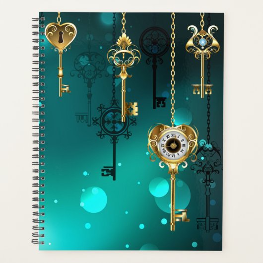 Antiek Skeleton Keys op groene achtergrond Planner (Voorkant)