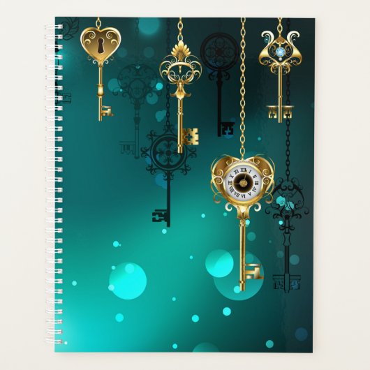 Antiek Skeleton Keys op groene achtergrond Planner (Voorkant)